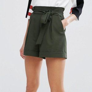 Asos Paperbag High Waist Short (Olive Green)